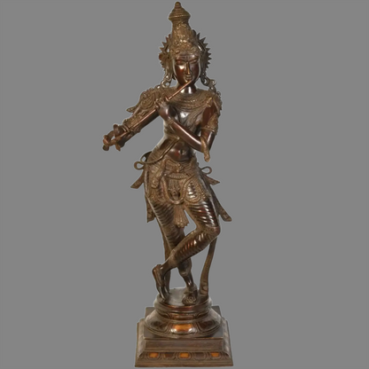 Brassaura® Brass Krishna Statue | Height 34 Inches & Weight 19.20 kg