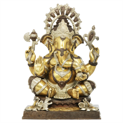 Brassaura™ Divine Seated Ganesha Idol | Height 20 Inches & Weight 22.30 kgs