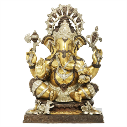 Brassaura™ Divine Seated Ganesha Idol | Height 20 Inches & Weight 22.30 kgs