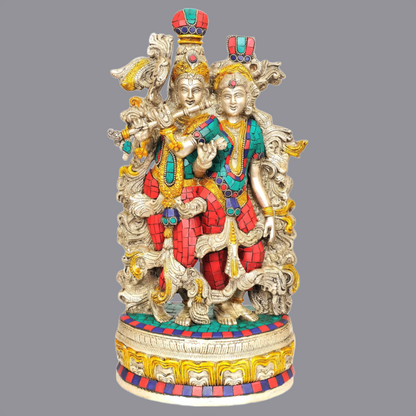Brassaura® Brass Radha Krishna Statue | Height 13.98 Inches & Weight 6.20 kg