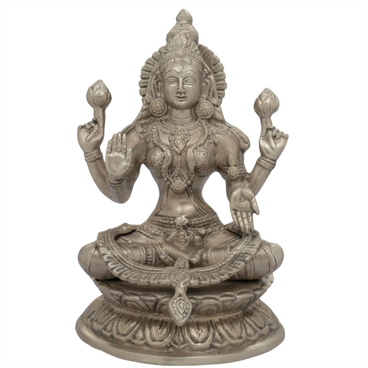 Brassaura® Four-Armed Goddess Lakshmi in Abhaya Mudra | Brass Statue | Height 9.6 Inches & Weight 3.10 kgs