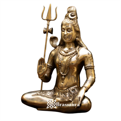 Brassaura™ Brass Shiva Idol – Height 19 & Weight 11.7 Kgs | Traditional Murti for Puja Room & Mandir