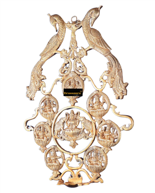 Brassaura™ Brass Astha Laxmi Wall Hanging For Home & Temple l Height 18 Inches & Weight 2.75 Kgs