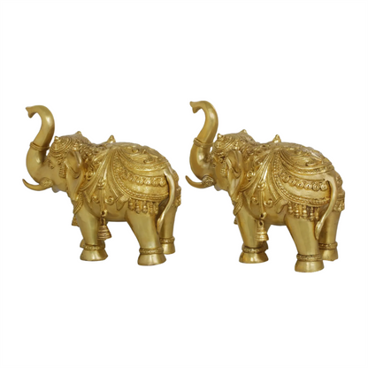 Brassaura® पीतल के हाथियों का शुभ जोड़ा | शुद्ध पीतल | ऊंचाई 12 इंच और वज़न 23 किलो