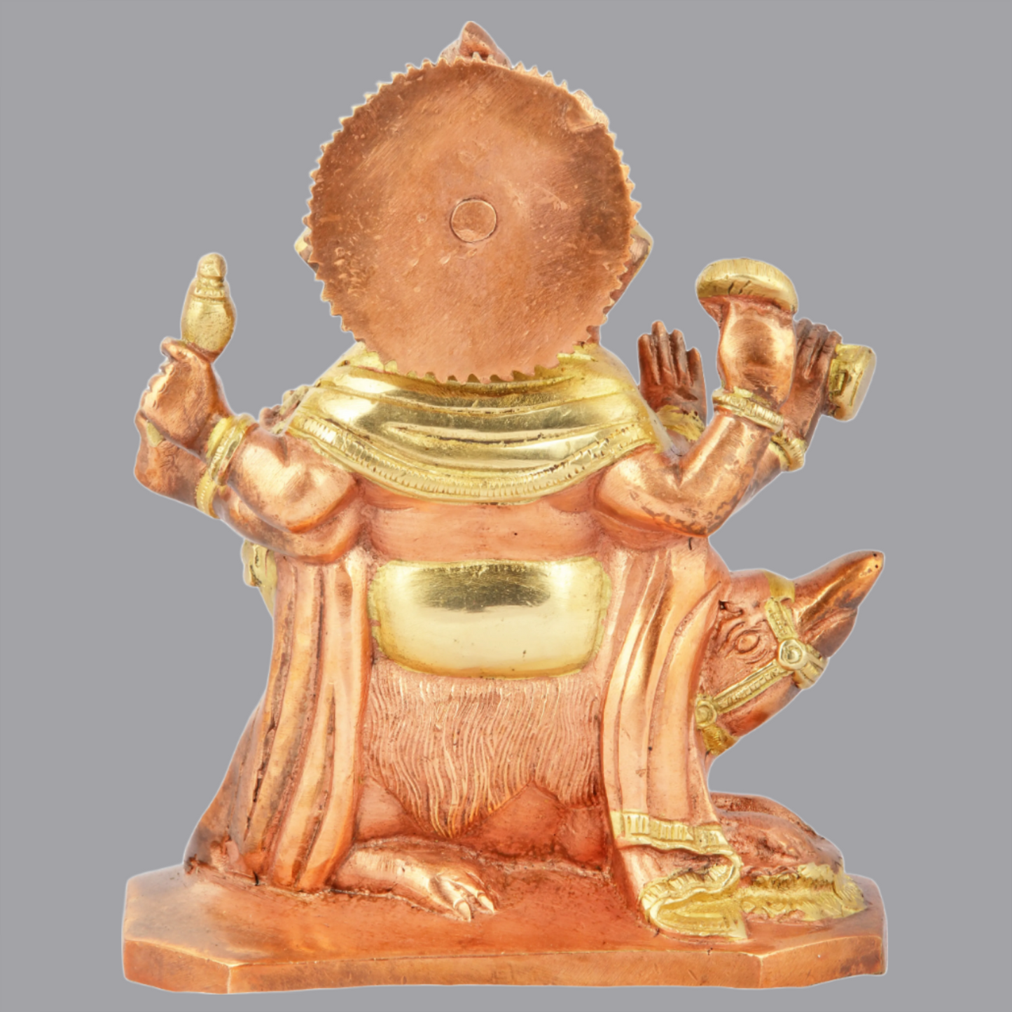 Brassaura® Six-Armed Ganesha Idol Seated on Mushak Raj Base in Brass | Height 8 Inches | Weight 2.60 kgs