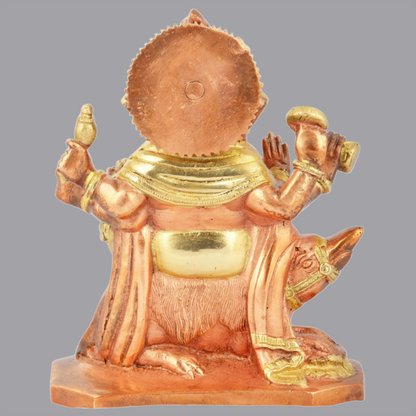 Brassaura® Six-Armed Ganesha Idol Seated on Mushak Raj Base in Brass | Height 8 Inches | Weight 2.60 kgs