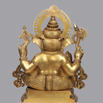 Brassaura™ 19" Ashirwad Ganesha in Brass | Height 19 Inches | Weight 23.30 kgs