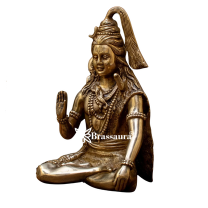 Brassaura™ Artistic Brass Lord Shiva Murti – Height 12 Inches & Weight 4.5 Kgs | Sacred Décor