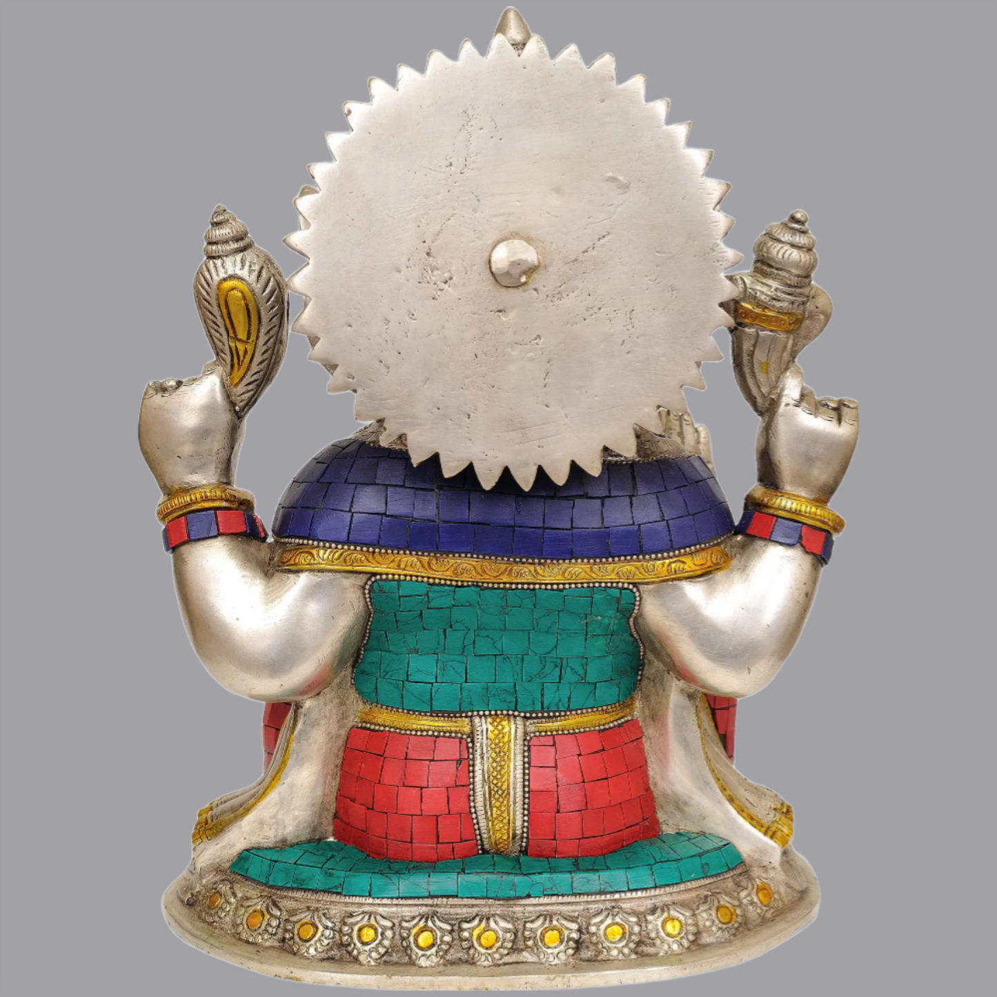 Brassaura® Four Armed Ganesha with Inlay Work | Height 12 Inches & Weight 8.10 kgs