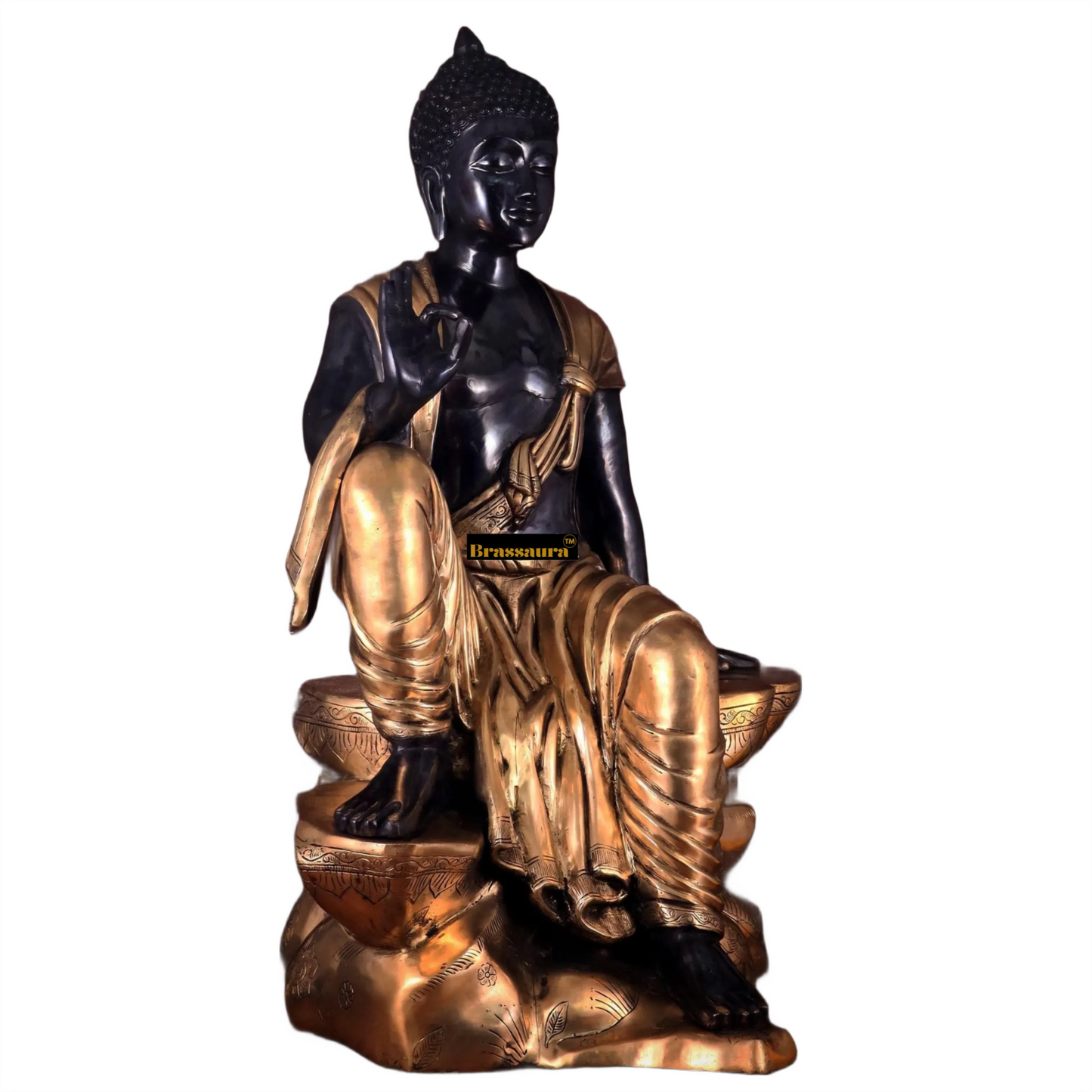 Brass Blessing Buddha For Home Decor Weight 45 kg & Height 30 Inch