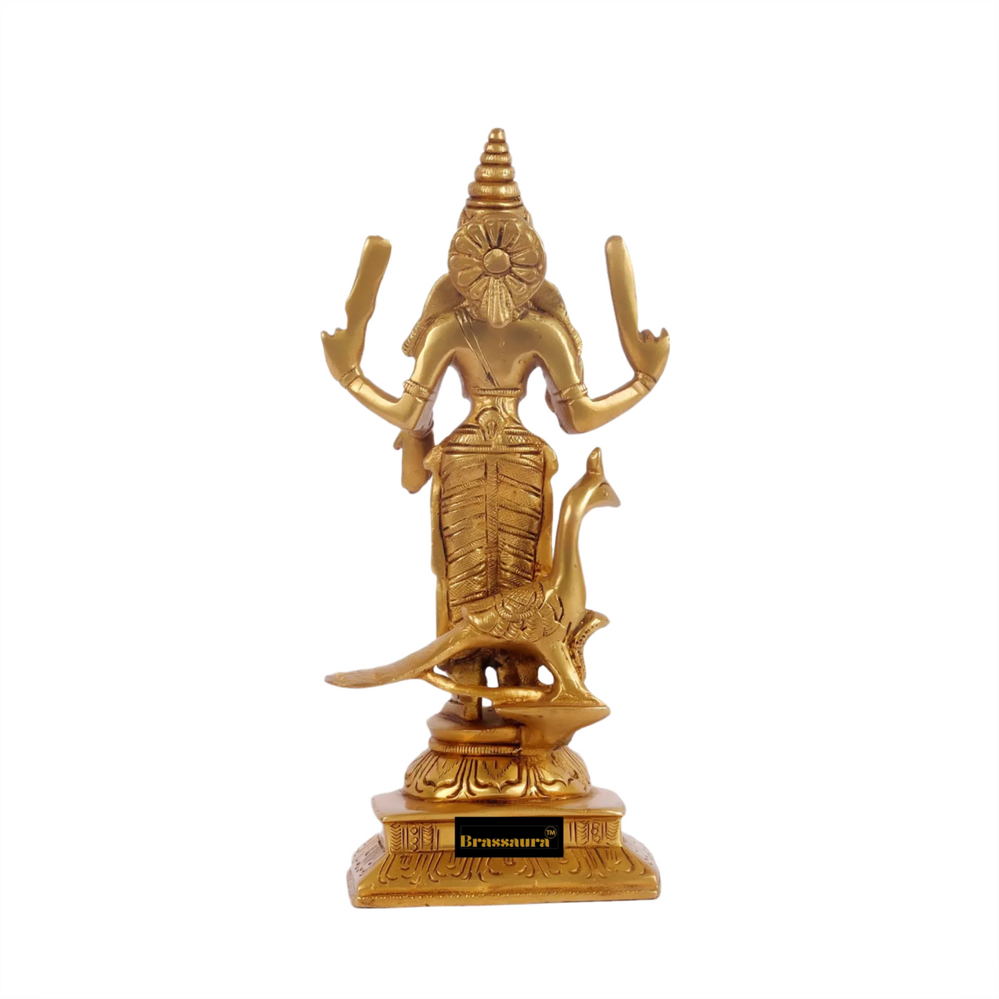 Brass Kartikiya Idol for Home and Decor Height 8.2 Inches & Weight 1.42 Kgs