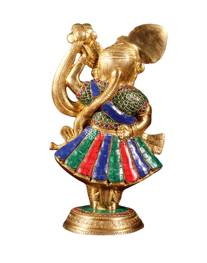 BrassAura™ Brass Lord Shrinath Ji Statue – Golden Finish with Pichwai Meenakari Work | Height 13 Inch | Weight 4.5 Kg