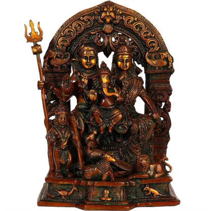 Brassaura™ Brass Shiv Family Statue | Height 12 Inches & Weight 6.80 kg