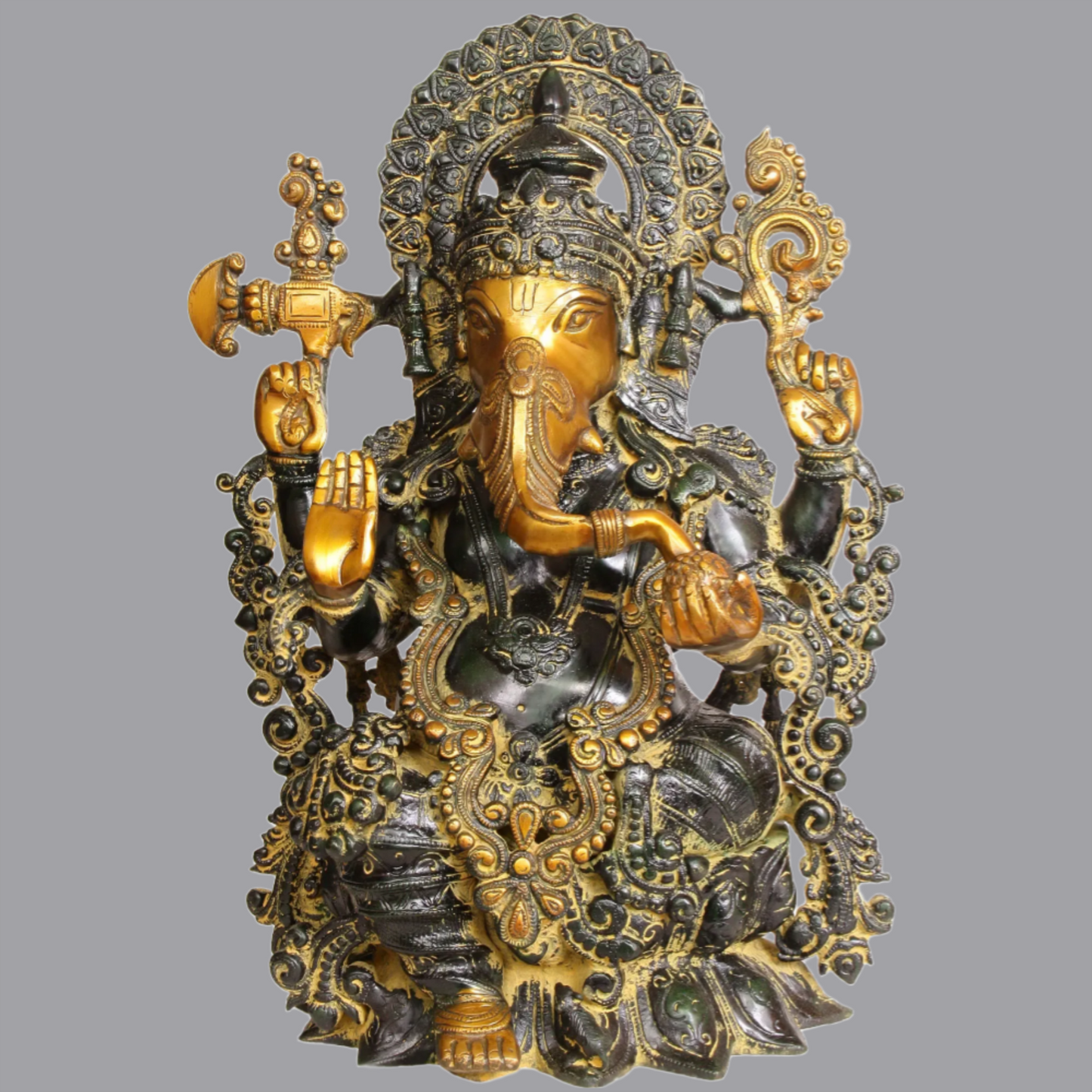 Brassaura® Lord Ganesha Seated on Lotus | Height 16.9 Inches & Weight 13.50 kgs