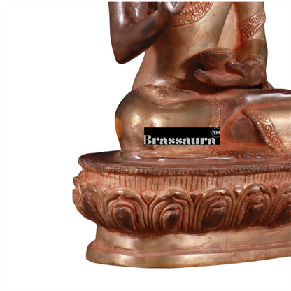 Brass Blessing Buddha For Home Decor Weight 3.42 kg & Height 10.5 Inch