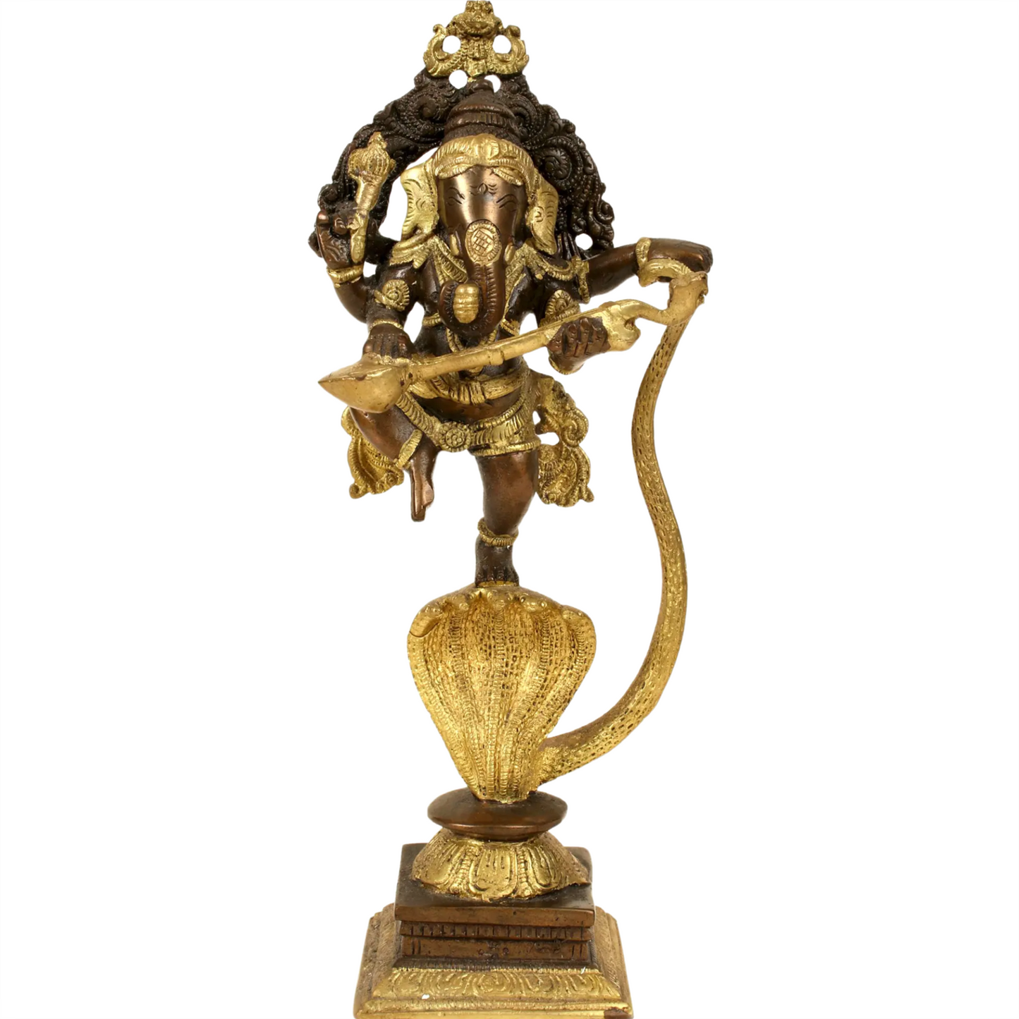 Brassaura™ Brass Mayura Ganesha Statue | Height 10 Inches & Weight 1.50 kgs