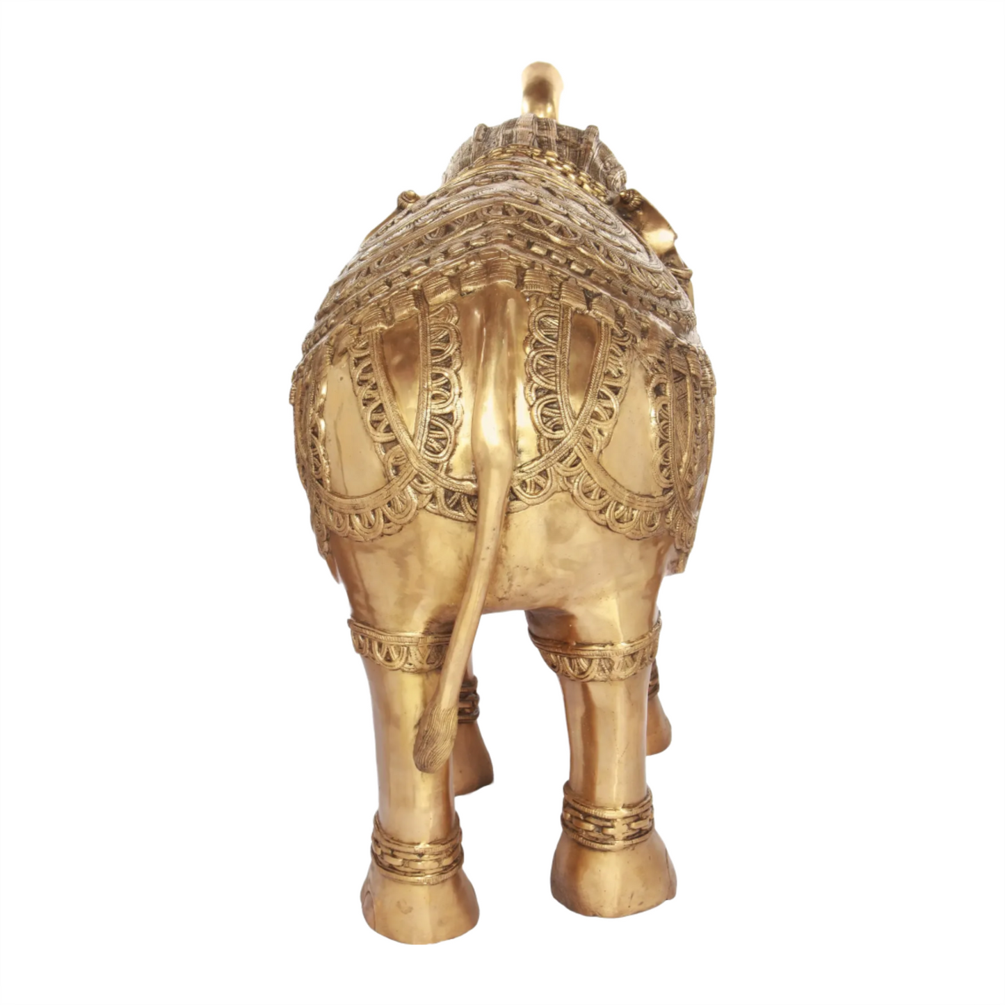 ब्रस्सौरा® सजावटी पीतल की हाथी मूर्तिकला – पीतल फिनिश | शुद्ध पीतल | ऊंचाई 31.5 इंच और वज़न 70.90 किलोग्राम