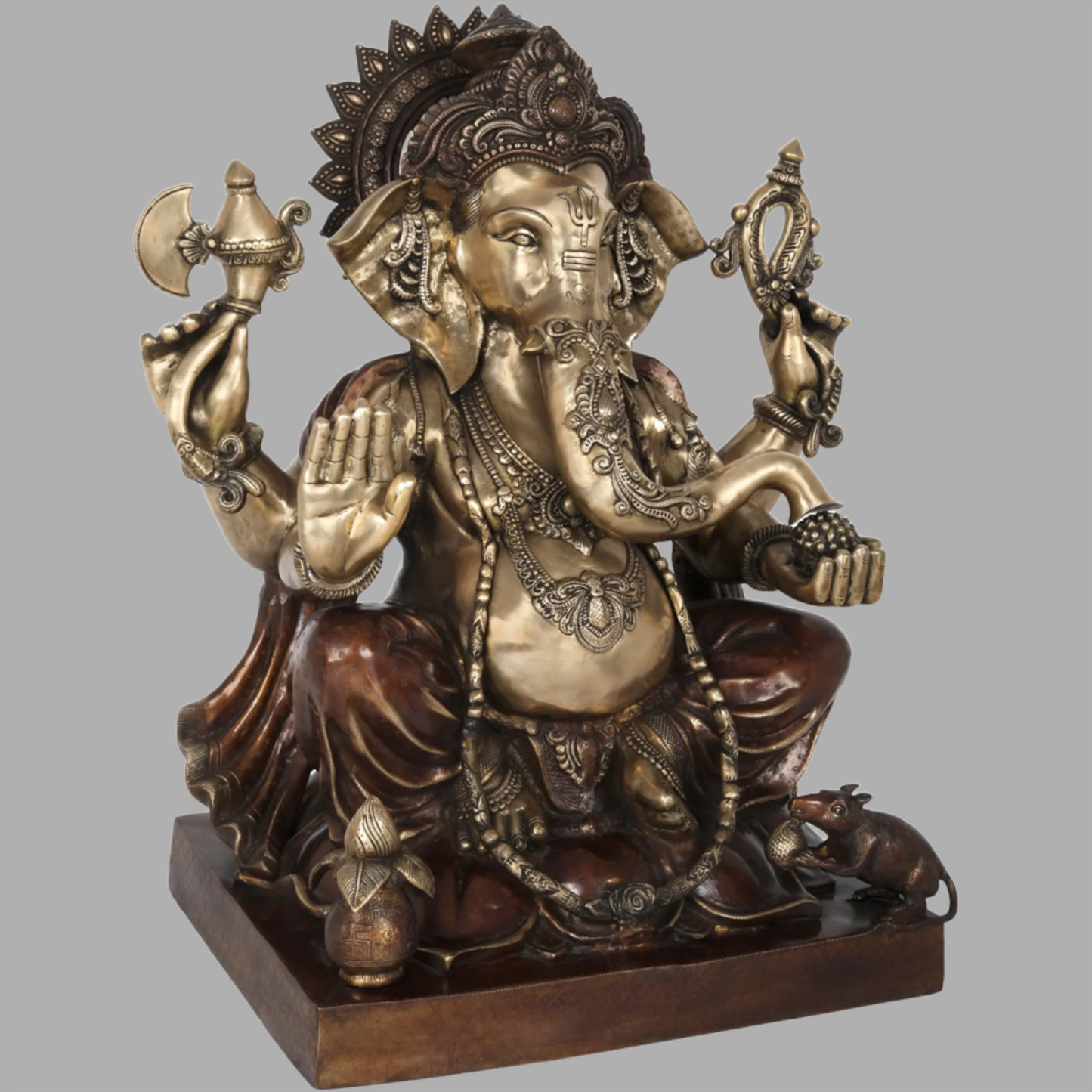 Brassaura™ Grand Seated Ganesha Idol with Ornate Detailing | Height 31 Inches & Weight 67.50 kgs