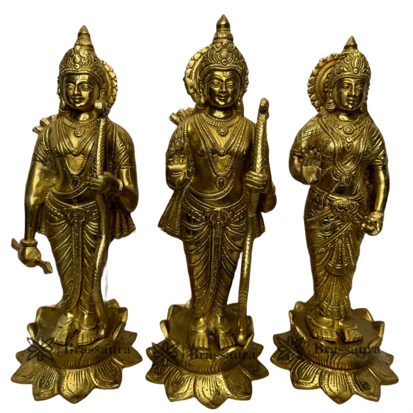 Brassaura™ Brass Ram Darbar Idol – Height 15 Inches & Weight 18 Kgs | Handcrafted Divine Family Sculpture for Pooja Room