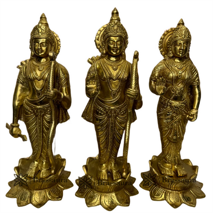 Brassaura™ Brass Ram Darbar Idol – Height 15 Inches & Weight 18 Kgs | Handcrafted Divine Family Sculpture for Pooja Room