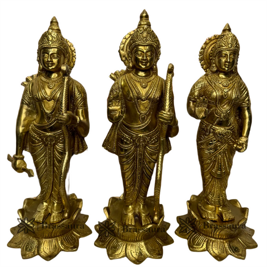 Brassaura™ Brass Ram Darbar Idol – Height 15 Inches & Weight 18 Kgs | Handcrafted Divine Family Sculpture for Pooja Room