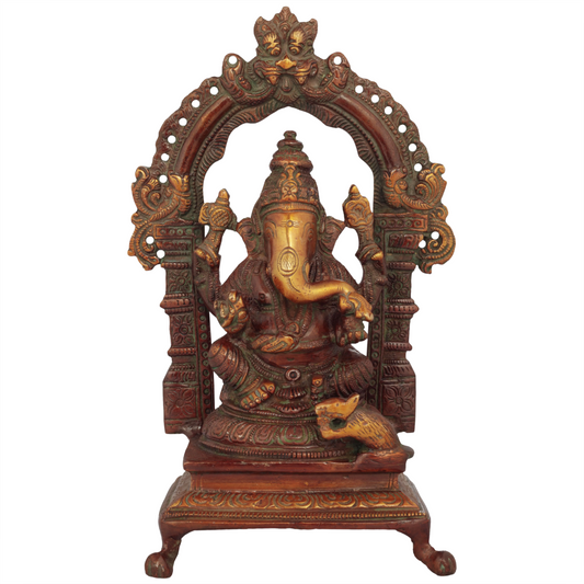 Brassaura™ Brass Lord Ganesha Idol | Height 8.5 Inches & Weight 1.70 kgs