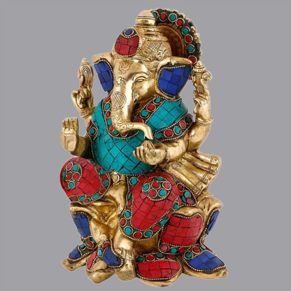 Brassaura® Seated Ganesha with Flowing Robes | Height 9 Inches & Weight 4.15 kgs