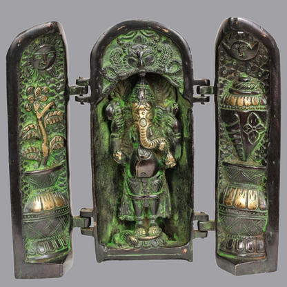 Brassaura® Folding Portable Ganesha Temple | Height 7 Inches & Weight 2.70 kgs