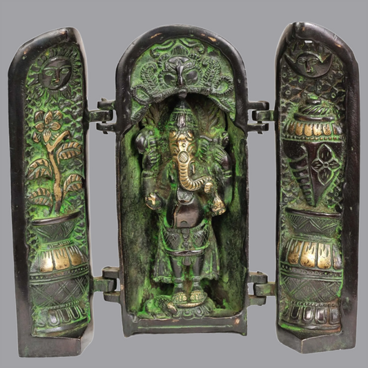 Brassaura® Folding Portable Ganesha Temple | Height 7 Inches & Weight 2.70 kgs