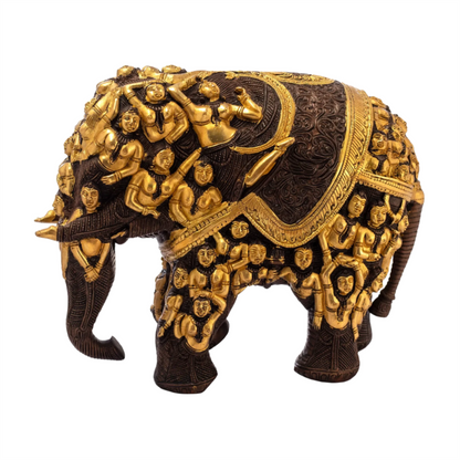 ब्रॉसौरा® गजेंद्र मोक्ष हाथी की मूर्ति | दोहरी रंग की फिनिश के साथ पीतल | ऊँचाई 11.2 इंच और वज़न 11.70 किलोग्राम