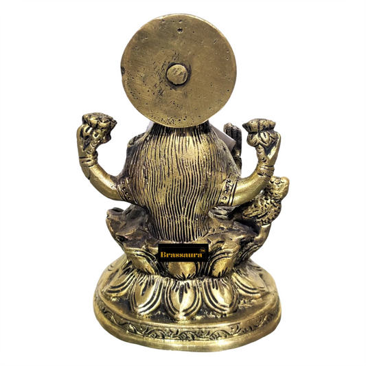 Brassaura™ Brass Laxmi Murti – Height 5.5 Inches & Weight 0.86 Kgs | Hindu Goddess Idol