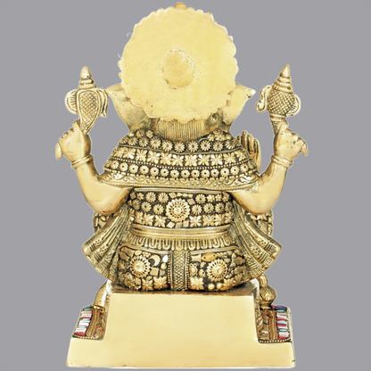 Brassaura® Fine Inlay Ganesha Idol | Height 11 Inches & Weight 5.94 kgs