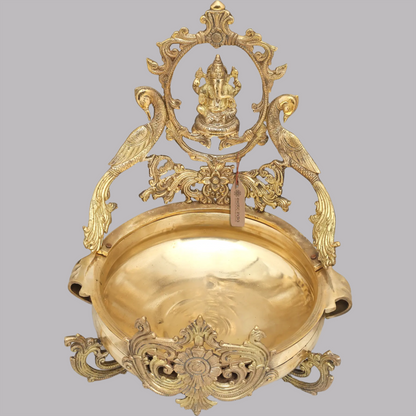 Brassaura™ Brass Ganesha Urli | Height 20 Inches & Weight 12.17 kgs