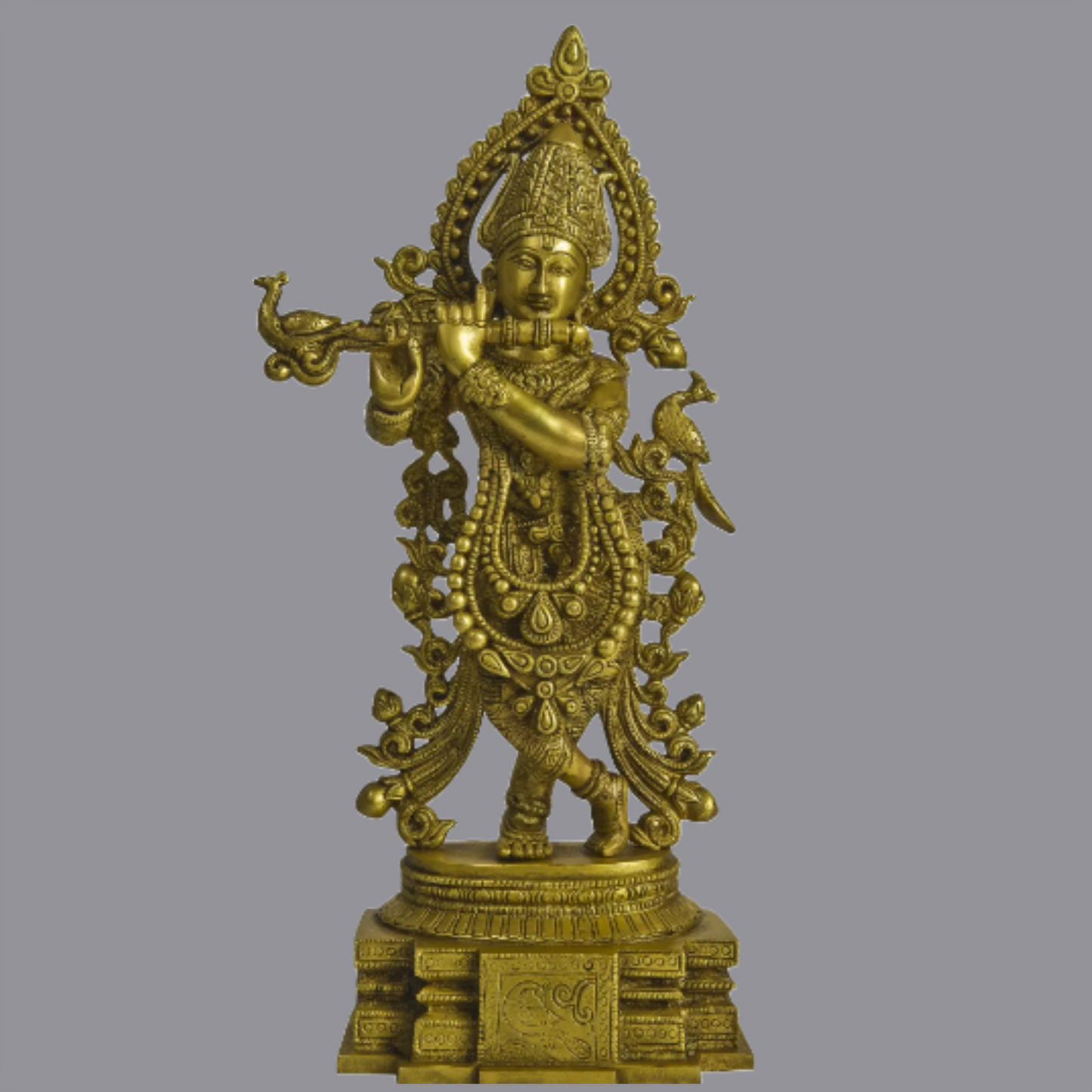 Brassaura® Brass Krishna Statue with Inlay Work | Height 15.55 Inches & Weight 4.40 kg