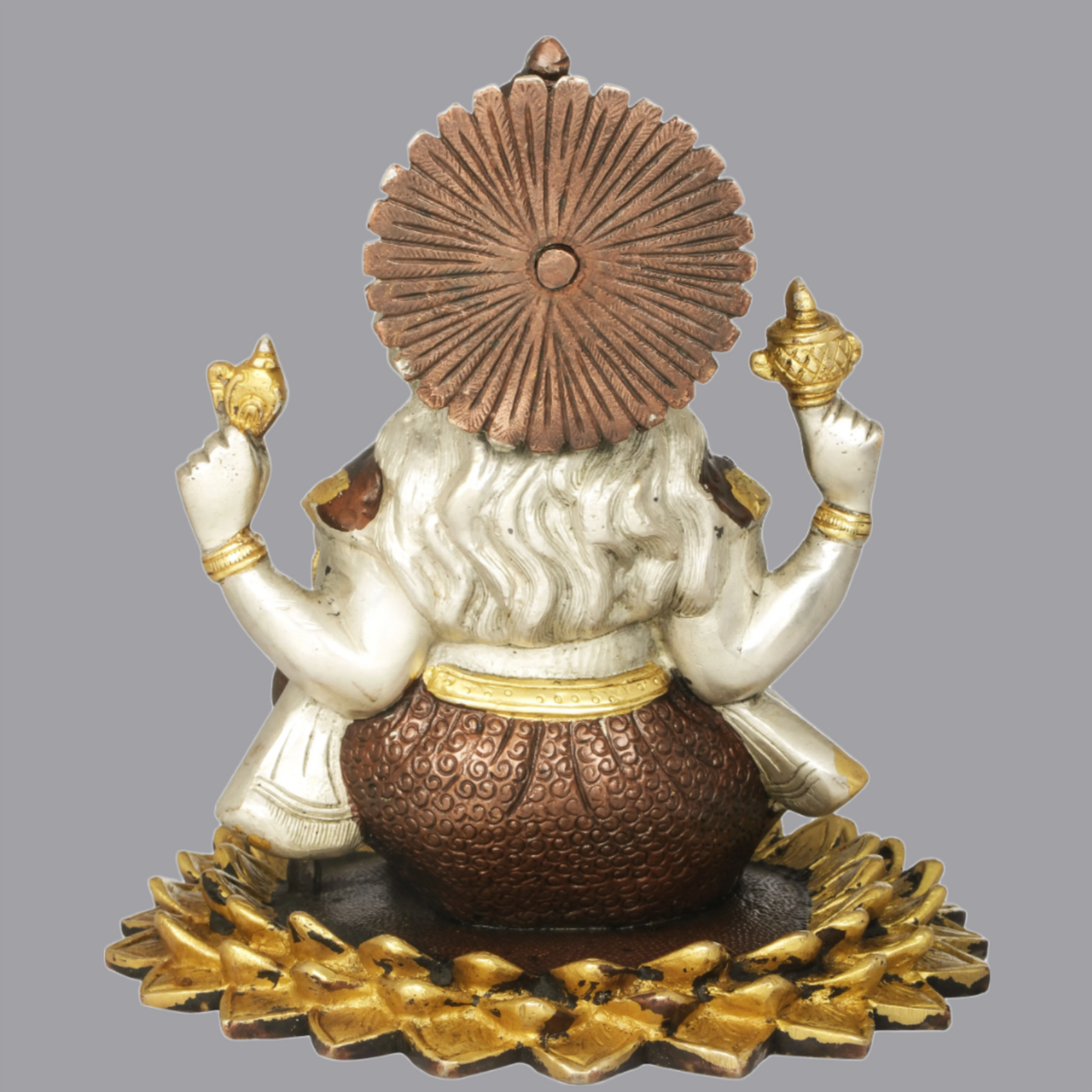 Brassaura® Lord Ganesha Seated on Blooming Lotus | Brass Statue | Height 8 Inches | Weight 3.7 kgs