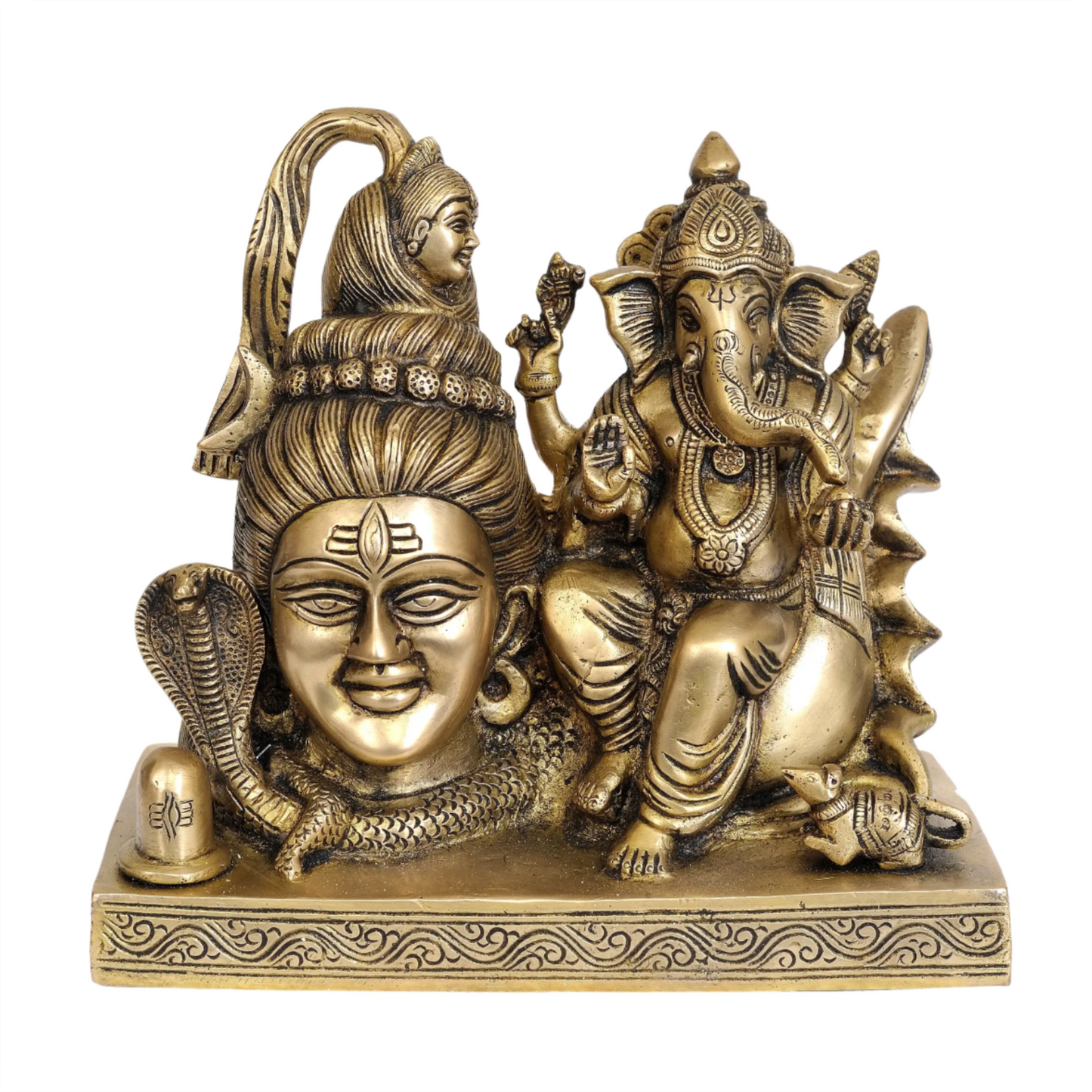 Brassaura™ Divine Shiv Parivar with Ganesha | Brass Sculpture | Height 8 Inches & Weight 3.50 kgs