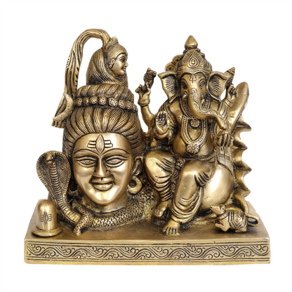 Brassaura™ Divine Shiv Parivar with Ganesha | Brass Sculpture | Height 8 Inches & Weight 3.50 kgs