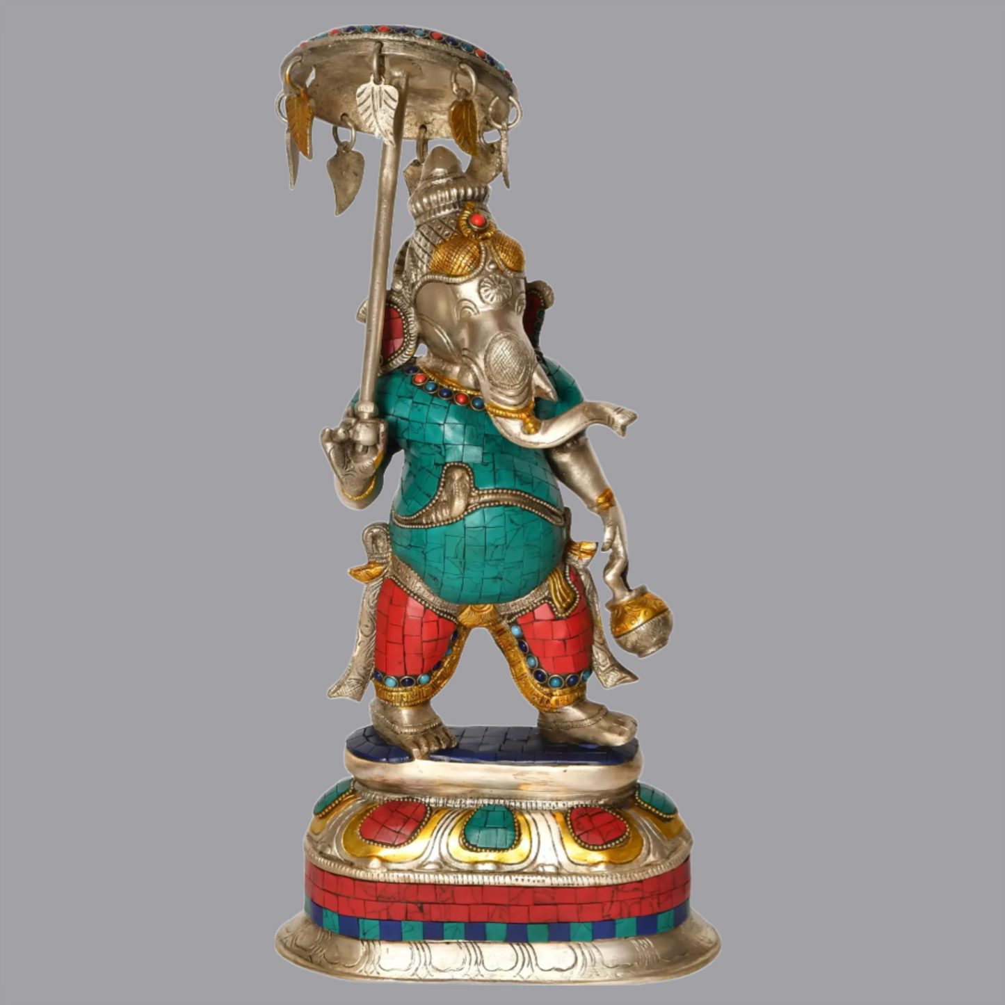 Brassaura® 15 Inches Kamandalu Lord Ganesha | Brass with Inlay Work | Height 15 Inches | Weight 4.97 kgs