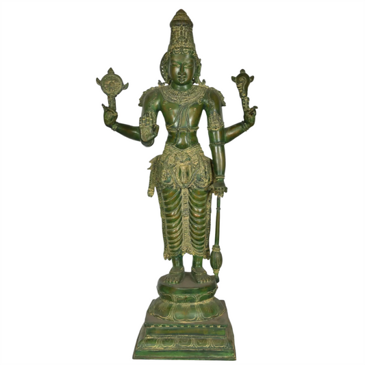 Estátua Brassaura® de Bronze de Vishnu | 38 Polegadas de Altura e 27,40 kg de Peso
