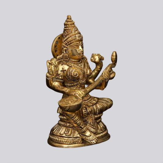 Brassaura® Brass Saraswati Statue | Height 5.12 Inches & Weight 0.88 kg