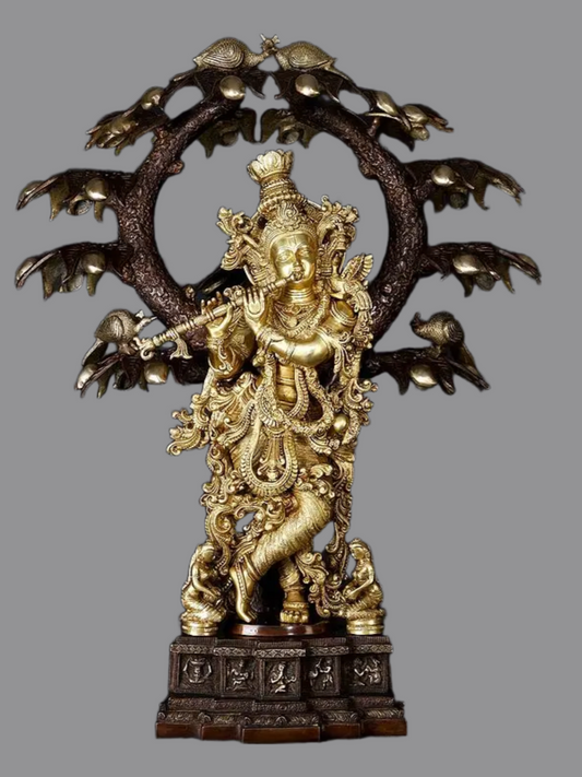 Brassaura® Brass Krishna Statue | Height 86.5 cm & Weight 52.90 kg