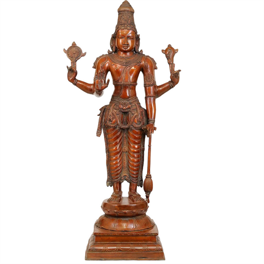 Estátua de Latão Vishnu Brassaura® | Altura 96,52 cm e Peso 26,82 kg