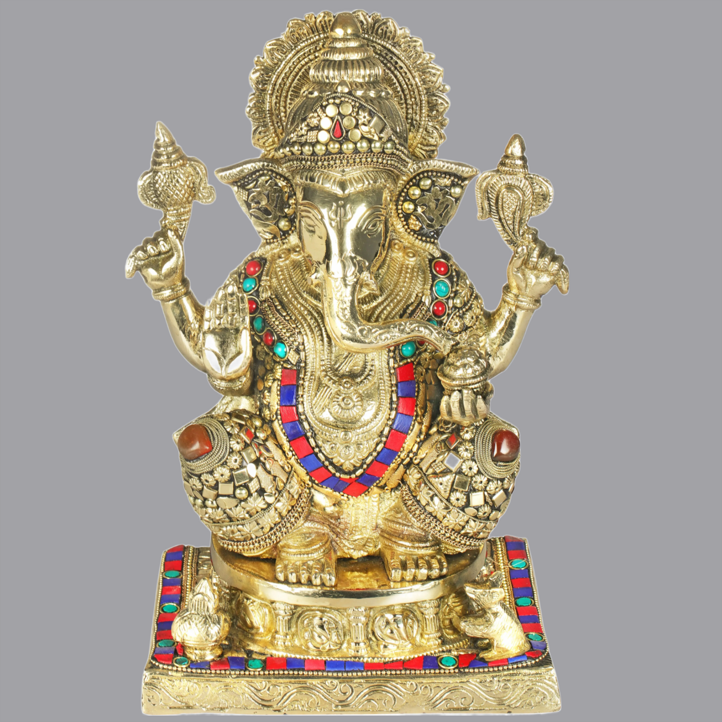 Brassaura® Fine Inlay Ganesha Idol | Height 11 Inches & Weight 5.94 kgs