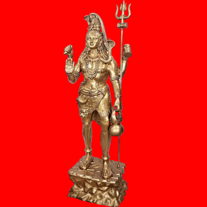 Brassaura® Brass Large Standing Shiva Statue | Height 91 Inches & Weight 170 kg