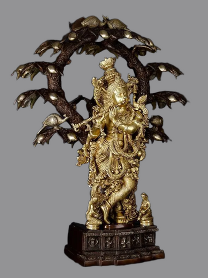 Brassaura® Brass Krishna Statue | Height 86.5 cm & Weight 52.90 kg