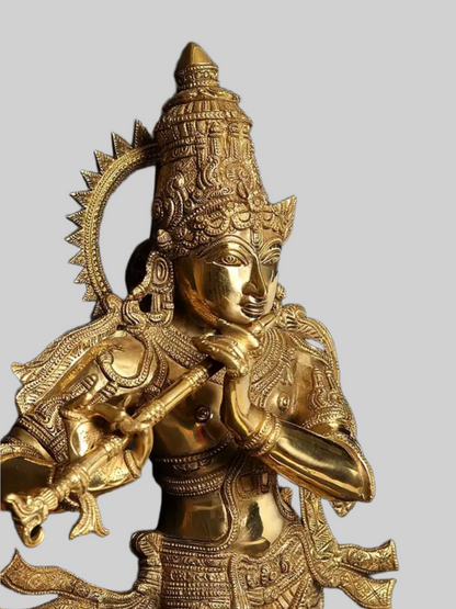 Brassaura® Brass Krishna Ji Statue | Height 26 Inches & Weight 14.35 kg