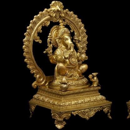 Brassaura™ Brass Ganesha Statue | Height 14 Inches & Weight 6.60 kgs