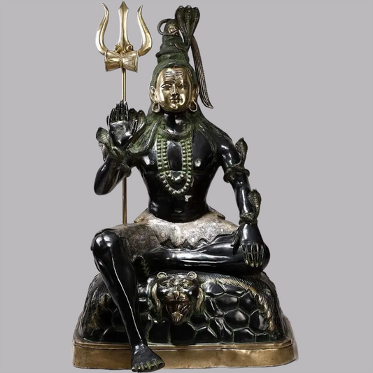 Brassaura® Brass Large Sitting Shiva Statue | Height 57 Inches & Weight 135.10 kg