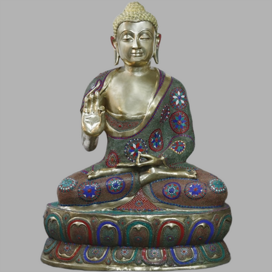 Brassaura™ ब्रास की बड़ी बुद्ध प्रतिमा | ऊंचाई 65 इंच और वज़न 255.000 किग्रा