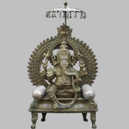 Brassaura™ Brass Big Ganesha Statue | Height 66 Inches & Weight 145 kg